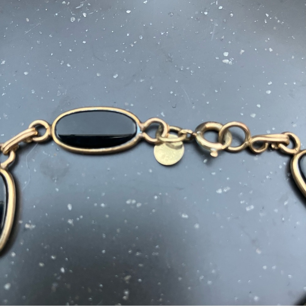 14K Gold Filled Link Black Onyx Bracelet. EUC. - Picture 5 of 6